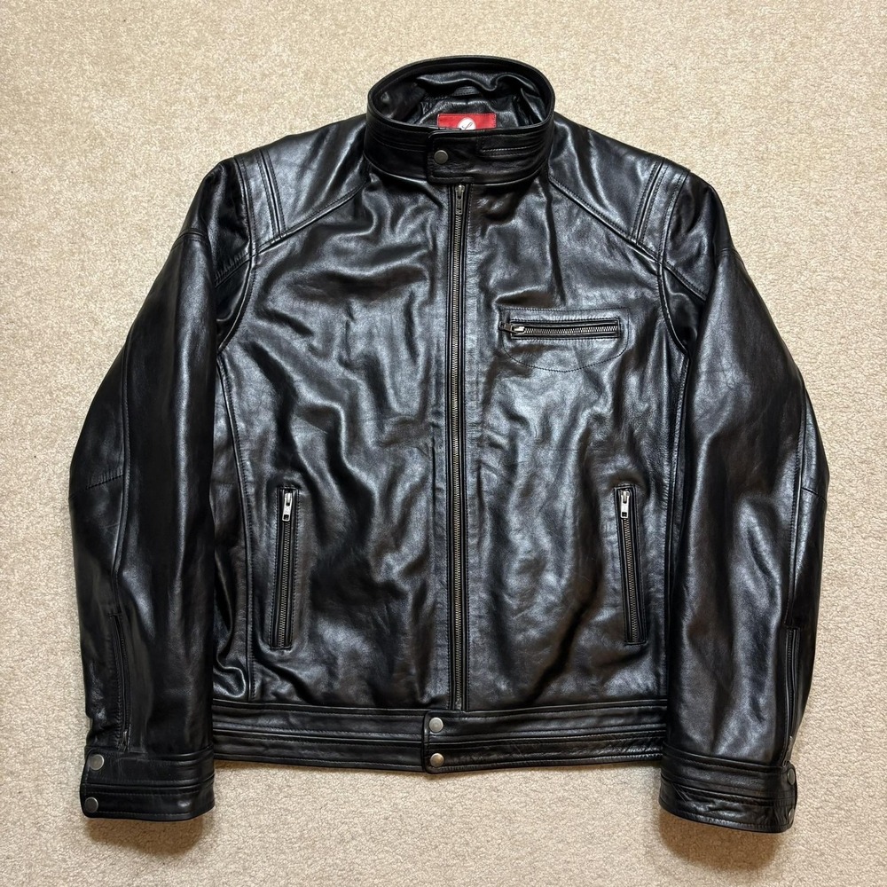 Laverapelle Leather Jacket Mens 3XL Black Motorcycle Biker Full Zip Pockets